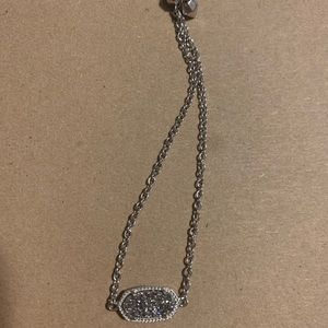 Kendra Scott Elaina adjustable bracelet in silver platinum Drusy.